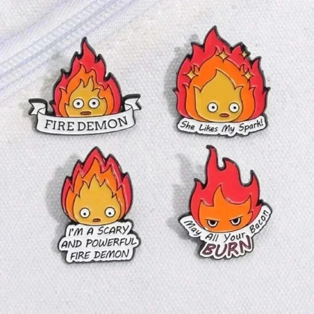 1 piece unisex multicolor flame fire sprite enamel pin brooch backpack clothes